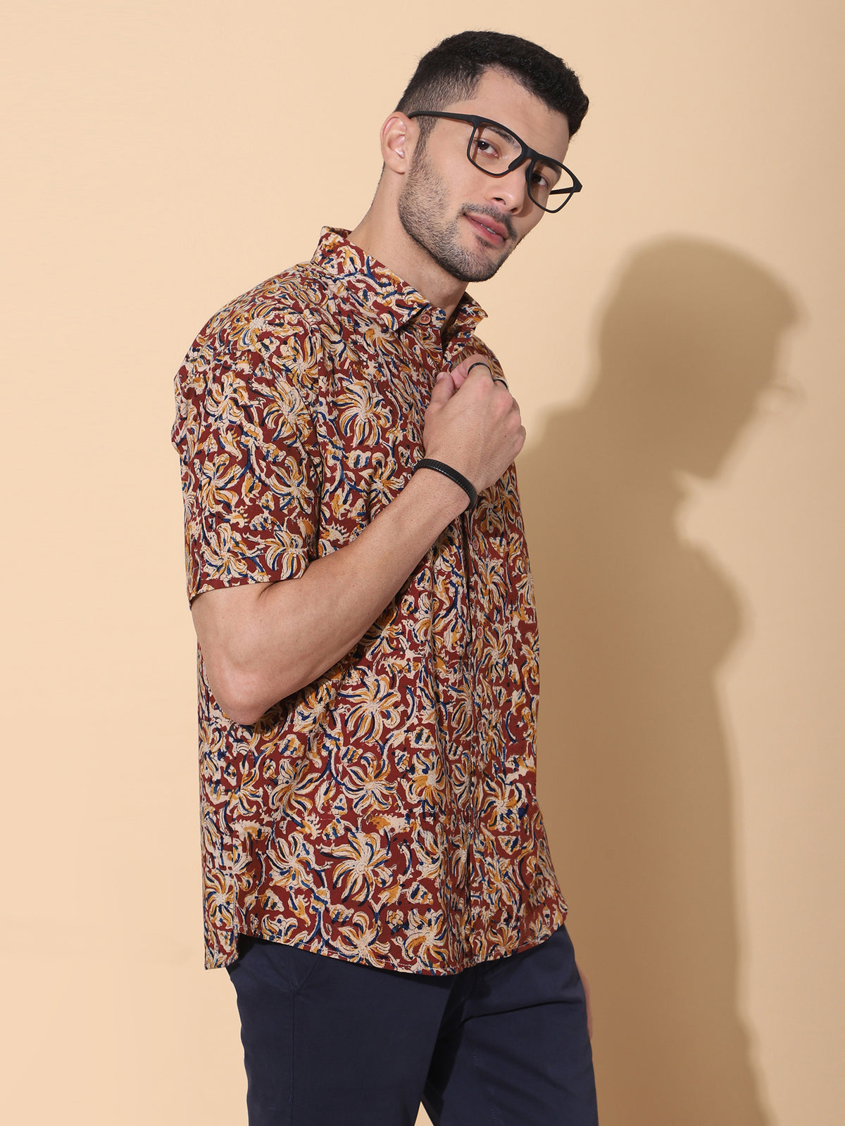 Handcrafted Kalamkari Red Cotton Shirt