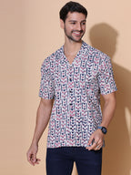Dabu Mud Resist Red Hand Block Shirt