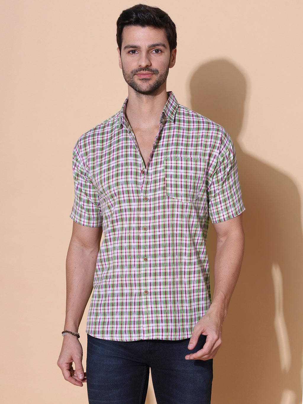 Handcrafted Ikat Green Cotton Shirt