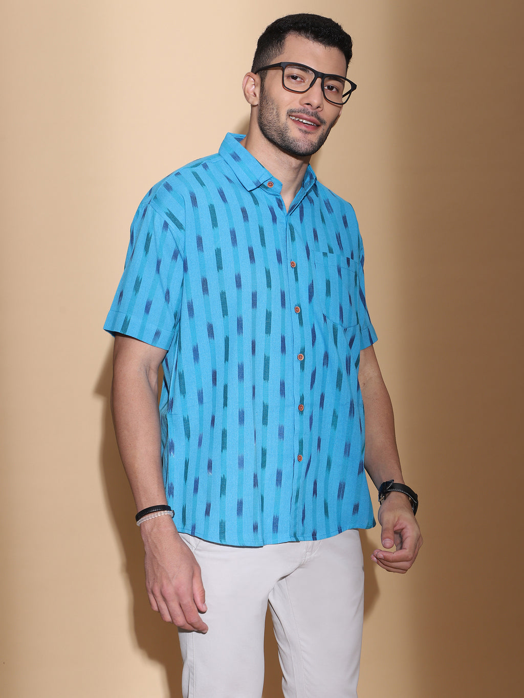 Handcrafted Ikat White Cotton Shirt