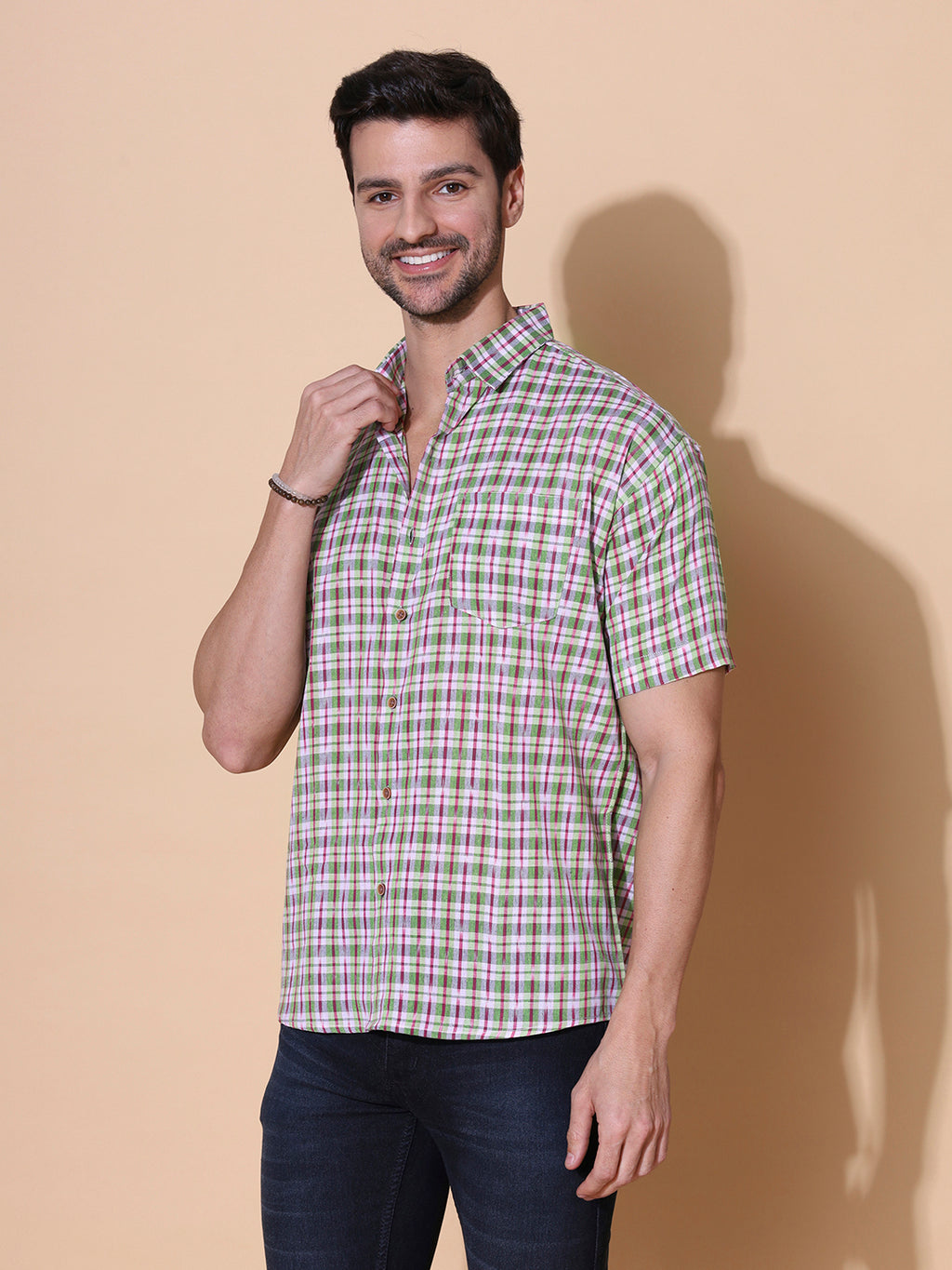Handcrafted Ikat Green Cotton Shirt