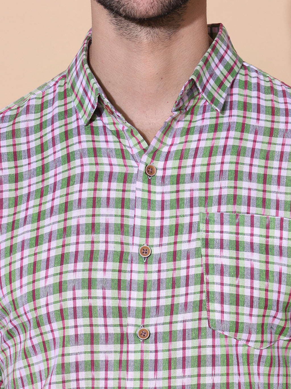 Handcrafted Ikat Green Cotton Shirt