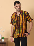 Batik Wax Resist Brown Hand Block Print Shirt