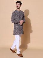 Ajrakh Natural Dye Hand Block Cotton Indigo Medium Kurta