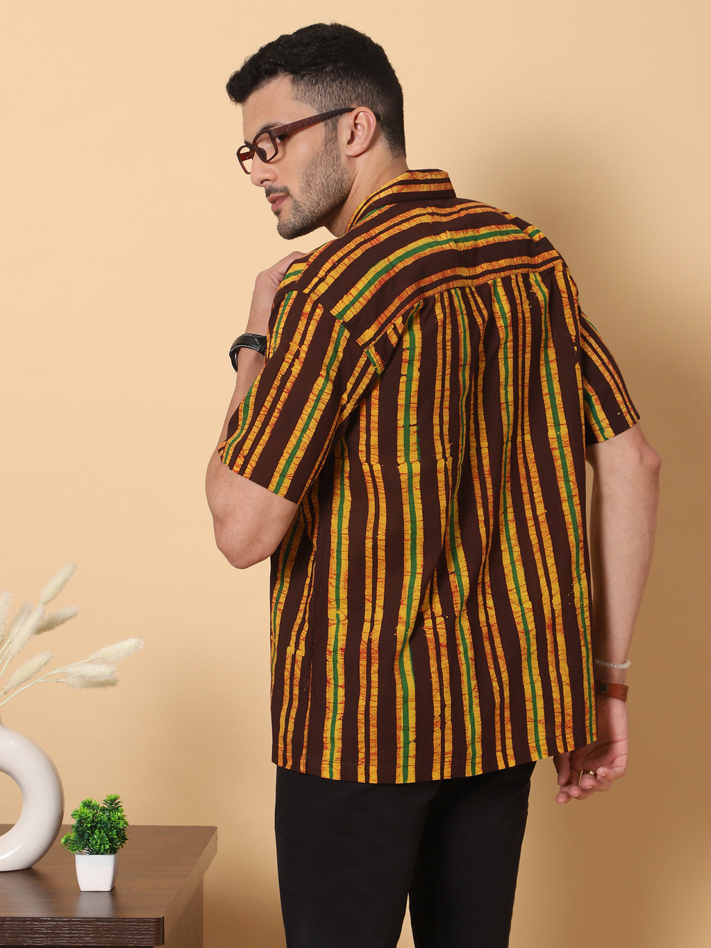 Batik Wax Resist Brown Hand Block Print Shirt