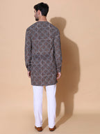 Ajrakh Natural Dye Hand Block Cotton Indigo Medium Kurta