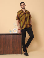 Batik Wax Resist Brown Hand Block Print Shirt