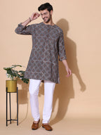 Ajrakh Natural Dye Hand Block Cotton Indigo Medium Kurta