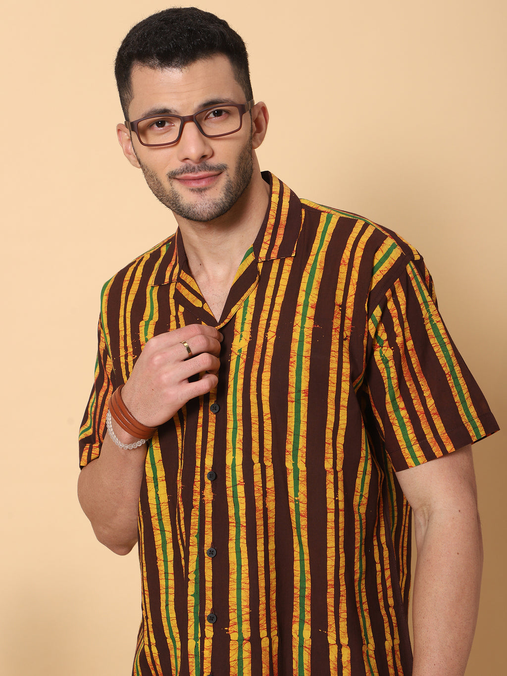 Batik Wax Resist Brown Hand Block Print Shirt
