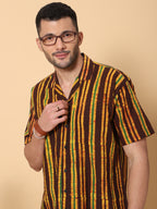 Batik Wax Resist Brown Hand Block Print Shirt