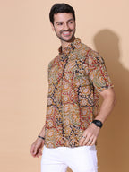 Handcrafted Kalamkari Yellow Cotton Shirt