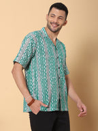Batik Wax Resist Green Hand Block Print Shirt