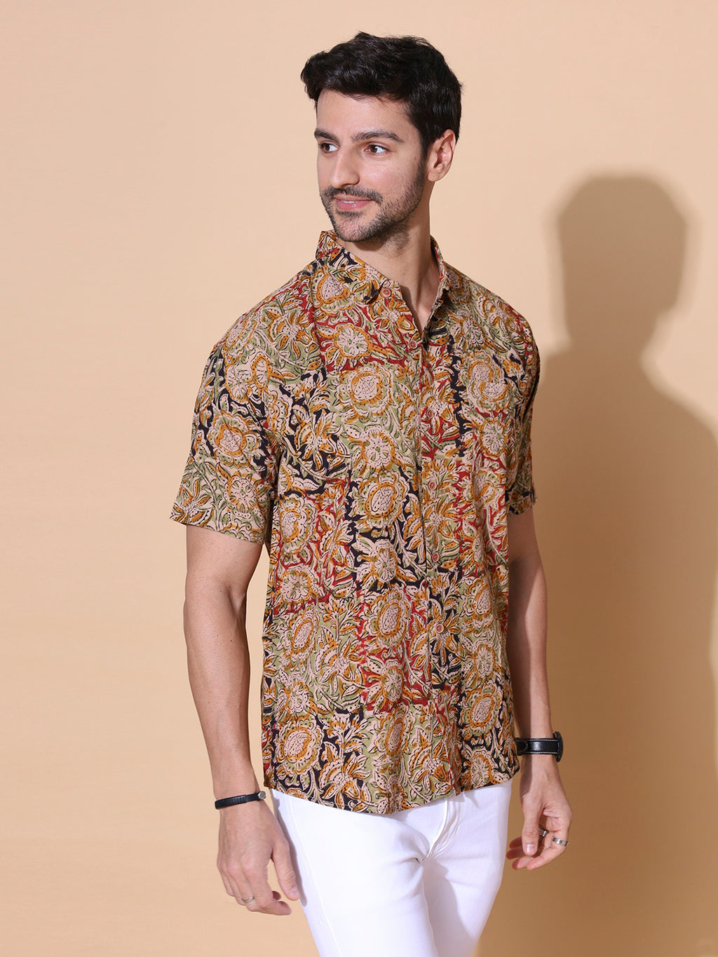 Handcrafted Kalamkari Yellow Cotton Shirt