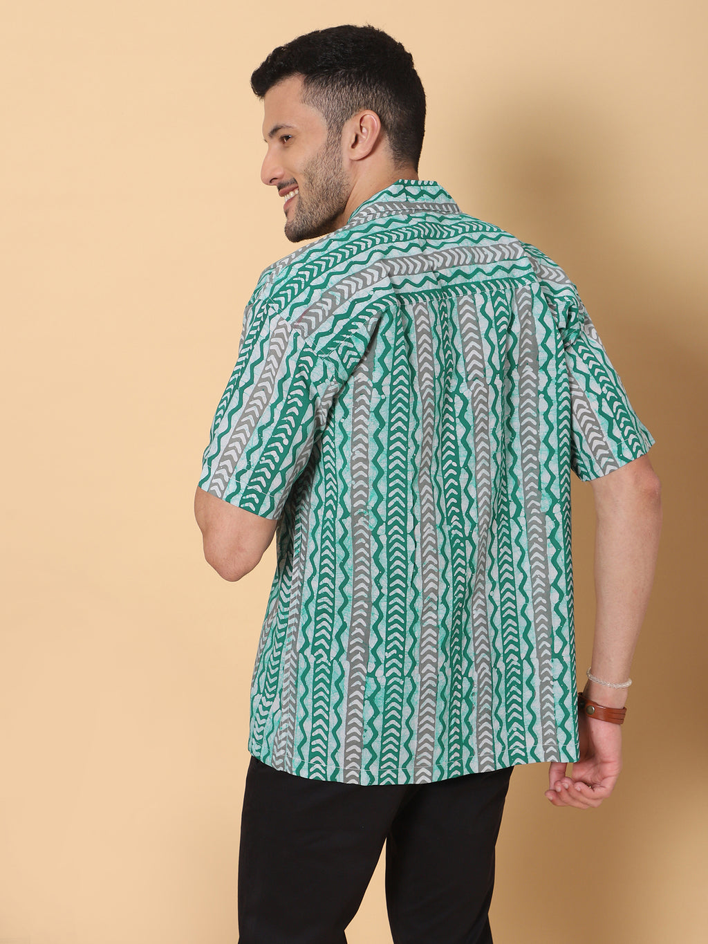 Batik Wax Resist Green Hand Block Print Shirt