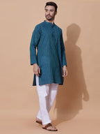 Handloom Jacquard Deep Magenta Cotton Long Kurta