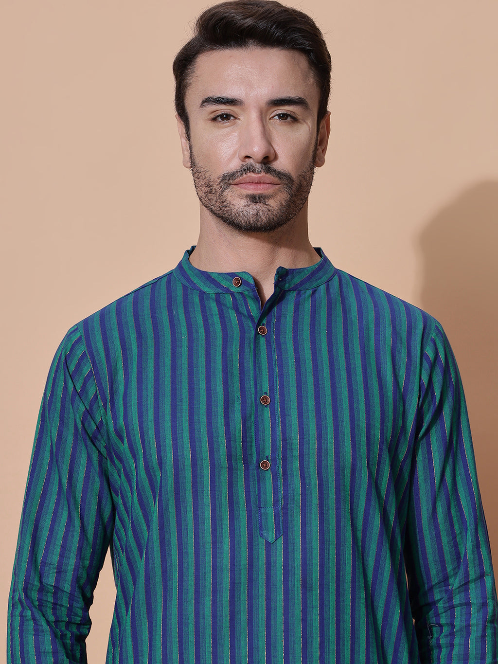 Handloom Jacquard Deep Magenta Cotton Long Kurta