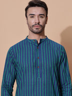Handloom Jacquard Deep Magenta Cotton Long Kurta