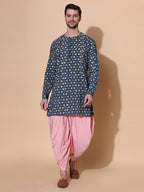 Ajrakh Natural Dye Hand Block Cotton Deep Midnight Indigo Medium Kurta