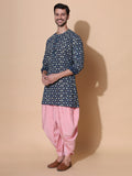 Ajrakh Natural Dye Hand Block Cotton Deep Midnight Indigo Medium Kurta