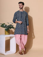 Ajrakh Natural Dye Hand Block Cotton Deep Midnight Indigo Medium Kurta