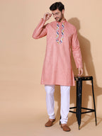 Authentic Khadi Pink Cotton Silk Handwoven Kurta