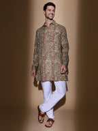 Kalamkari Cotton Sage Multicolor Medium Kurta