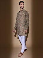 Kalamkari Cotton Sage Multicolor Medium Kurta