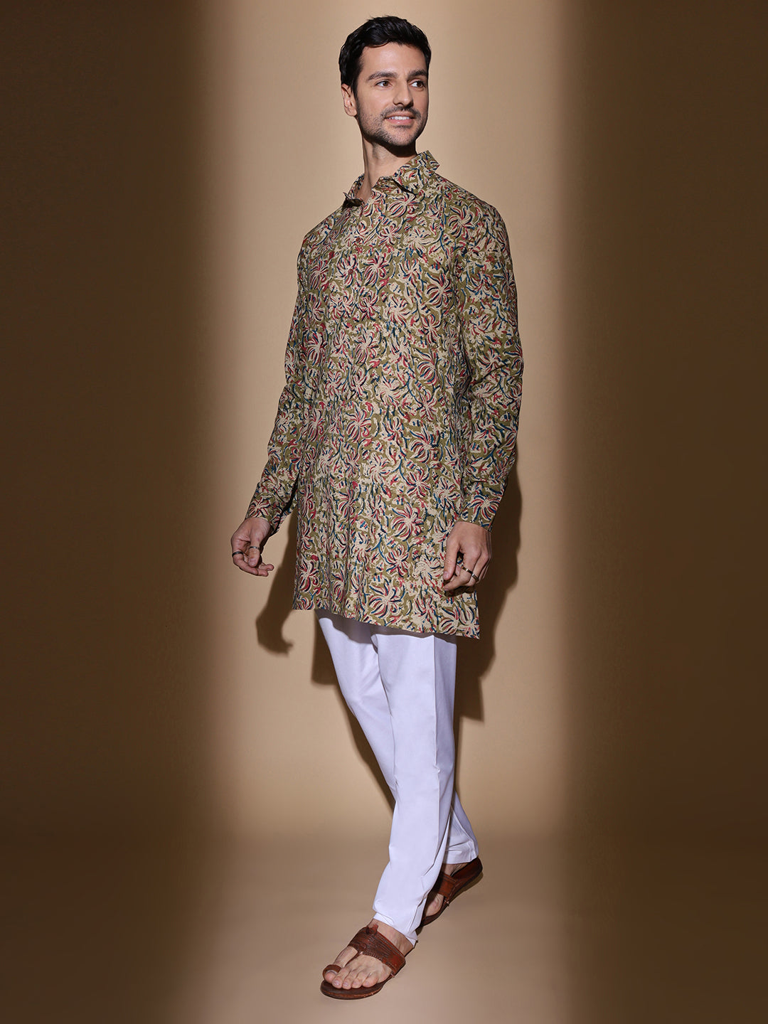 Kalamkari Cotton Sage Multicolor Medium Kurta