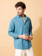 Handloom Cotton Blue Solid Shirt