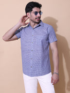 Authentic Khadi Sky Indigo Half Sleeve Shirt