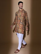 Kalamkari Cotton Rust Multicolor Medium Kurta