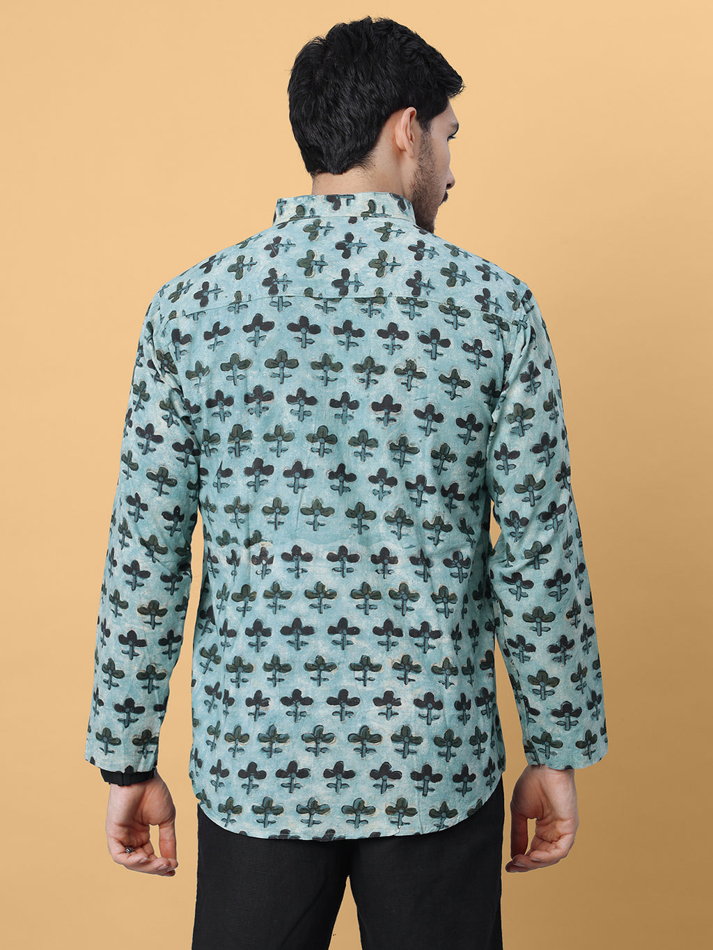 Ajrakh Natural Dye Indigo Hand Block Cotton Short Kurta