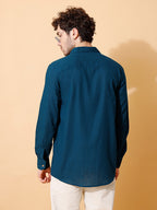 Handloom Cotton Dark Green Solid Shirt