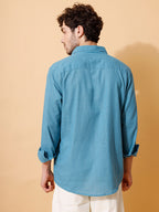 Handloom Cotton Blue Solid Shirt