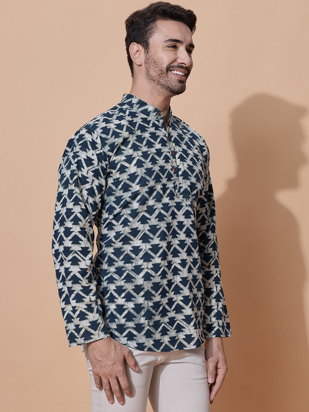 Dabu Mud Resist Red Hand Block Cotton Short Kurta