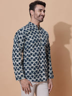 Dabu Mud Resist Red Hand Block Cotton Short Kurta