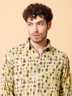 Ajrakh Natural Dye Hand Block Cotton Cream Full Sleeve Shirt