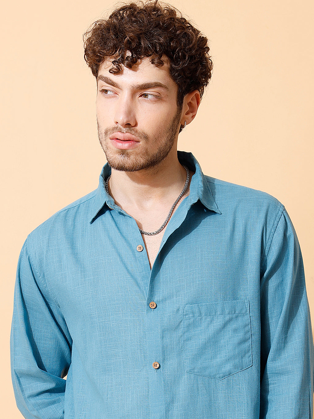 Handloom Cotton Blue Solid Shirt
