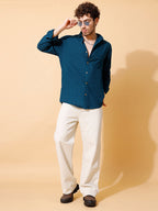 Handloom Cotton Dark Blue Solid Shirt