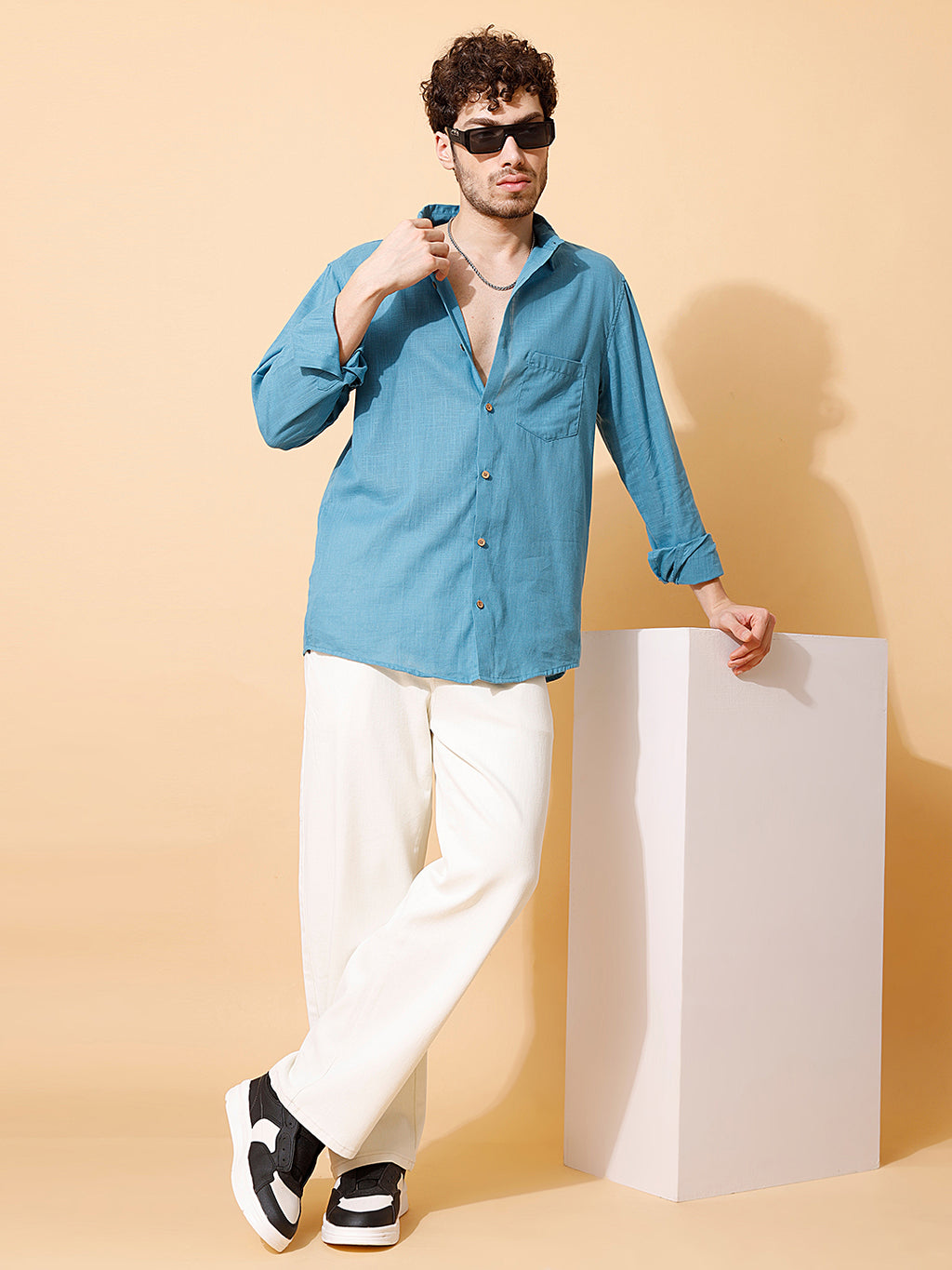 Handloom Cotton Blue Solid Shirt