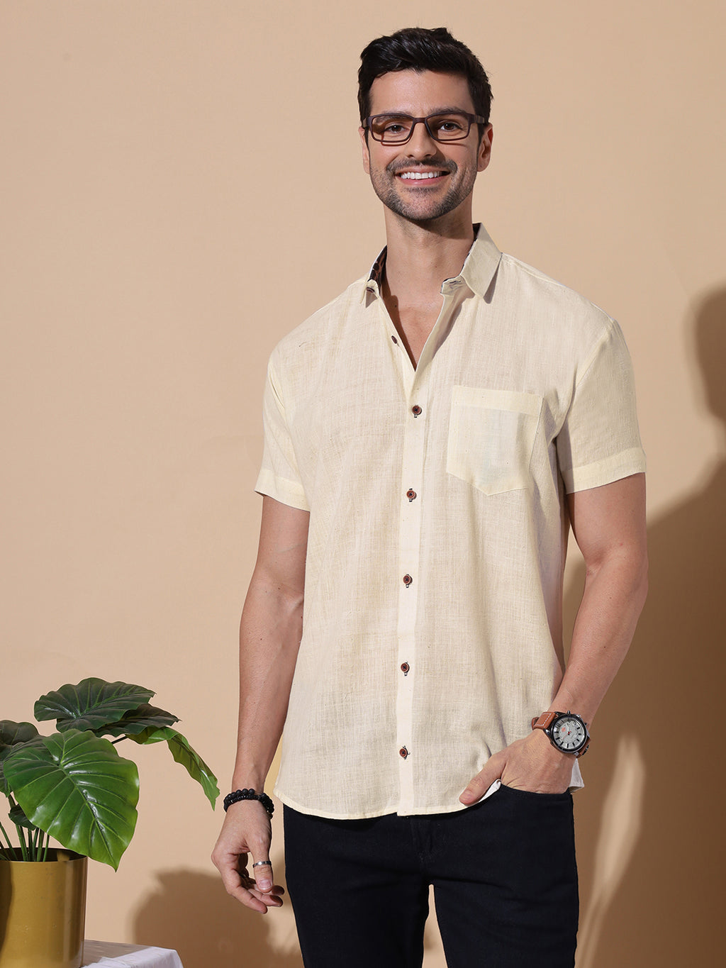 Authentic Khadi Green Half Sleeve Shirt