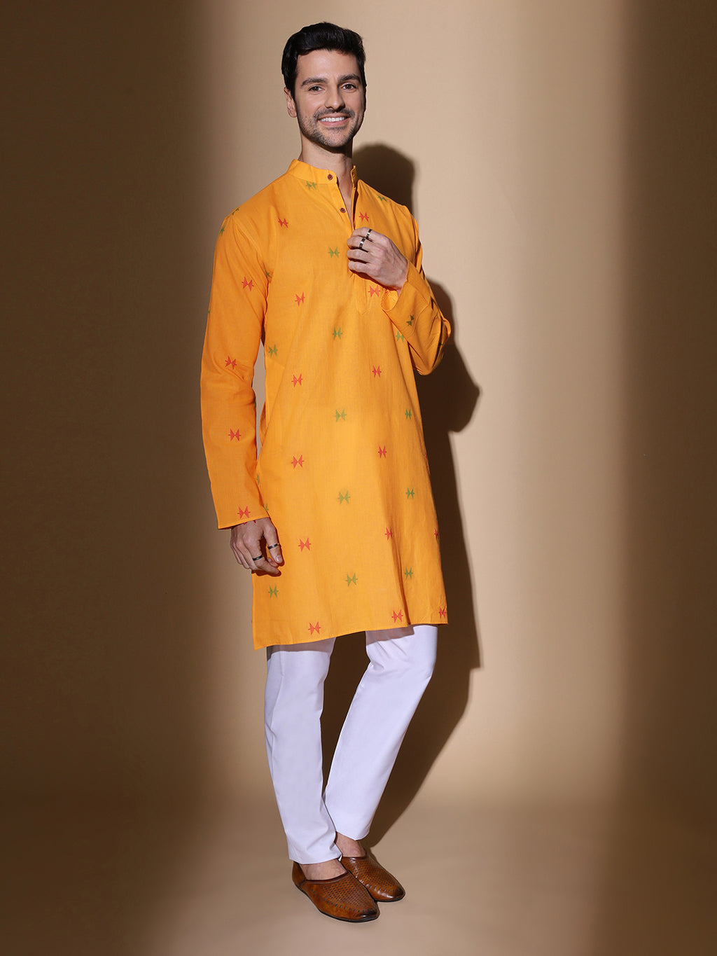 Handloom Cotton Mustard Long Kurta