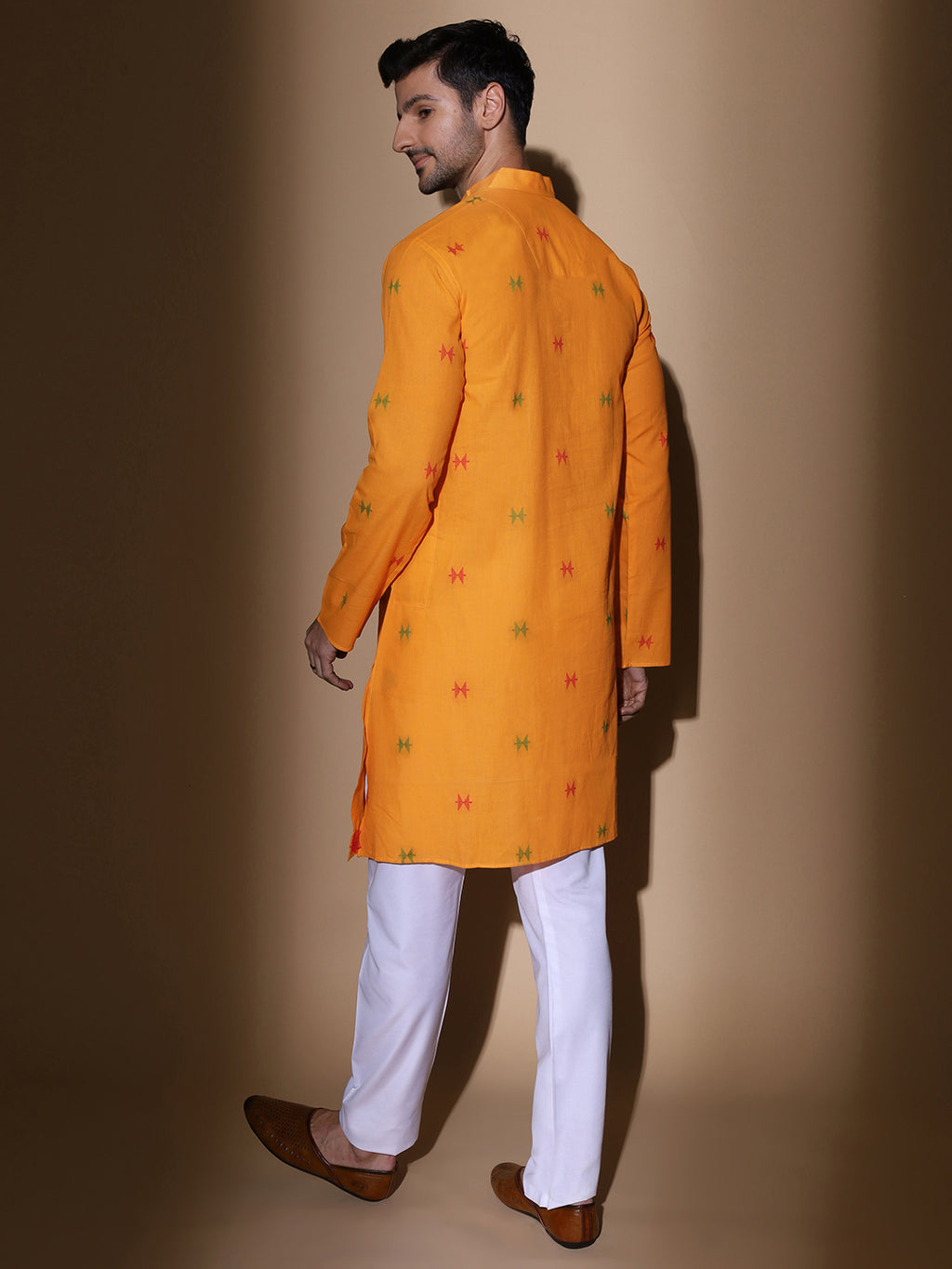 Handloom Cotton Mustard Long Kurta