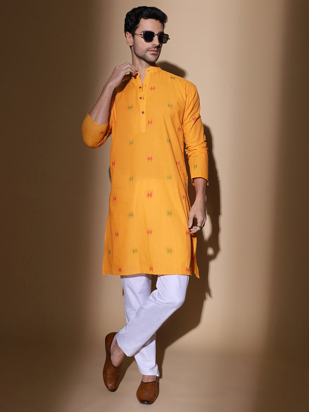 Handloom Cotton Mustard Long Kurta