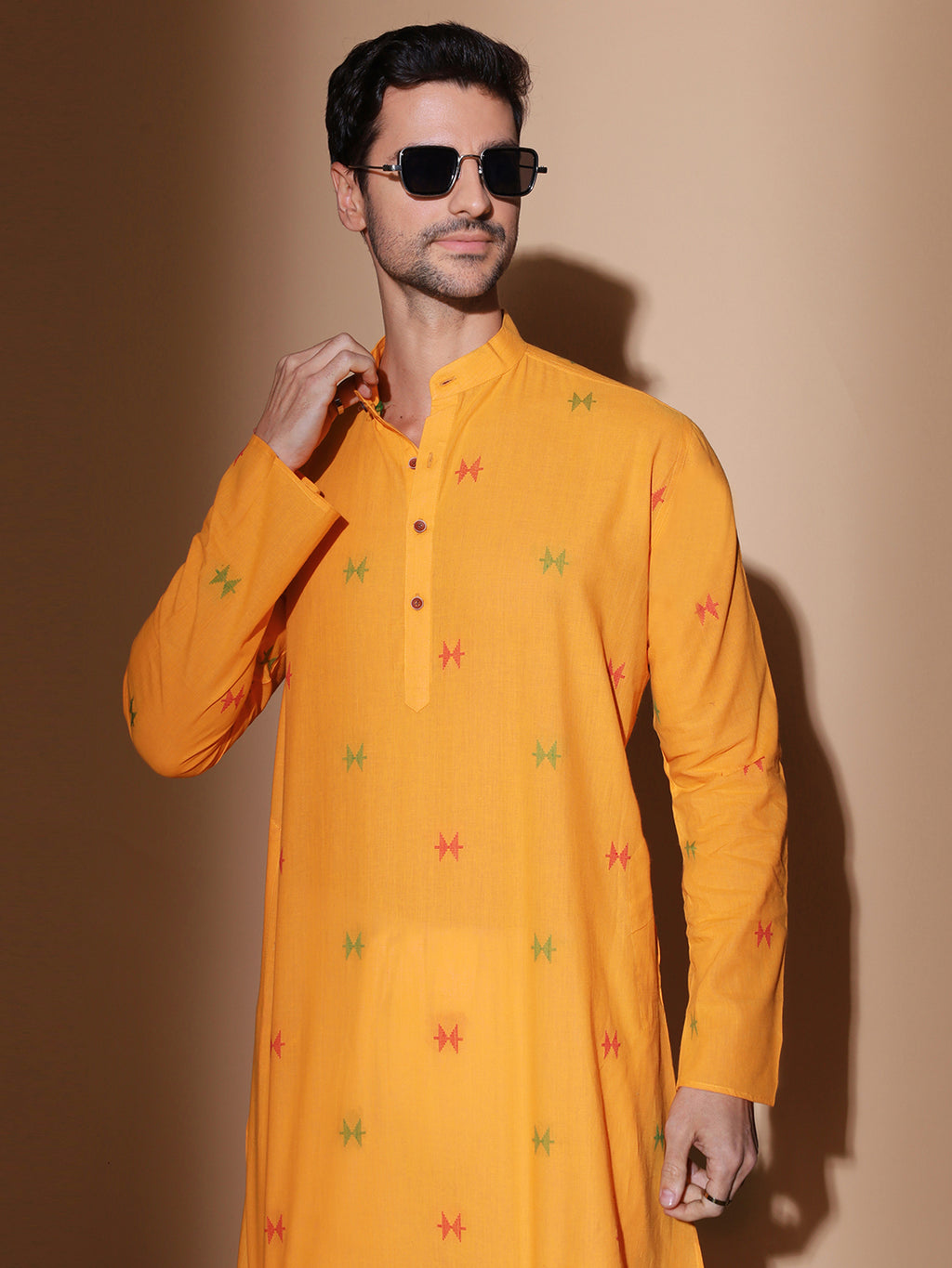 Handloom Cotton Mustard Long Kurta