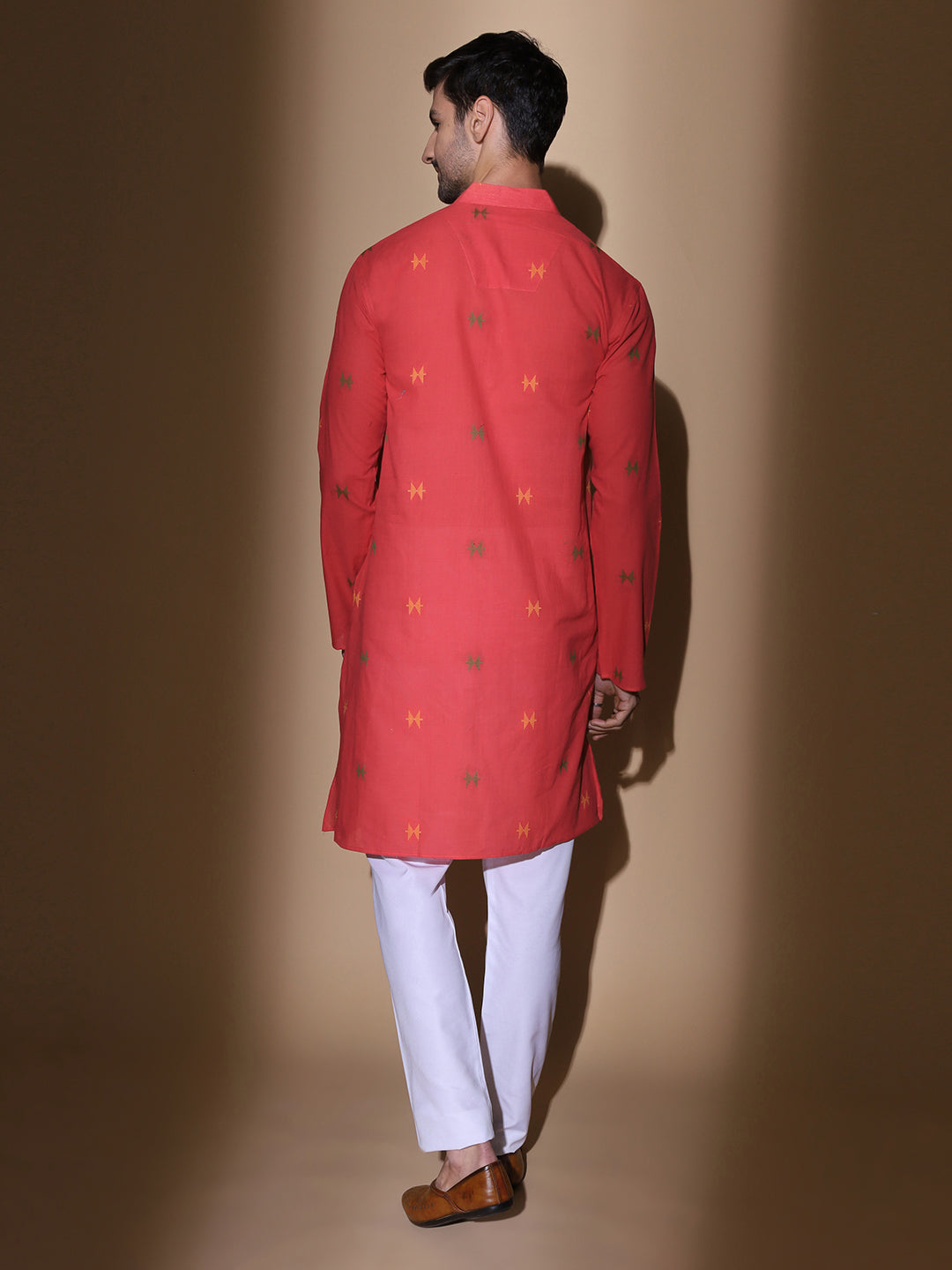 Handloom Cotton Red Long Kurta
