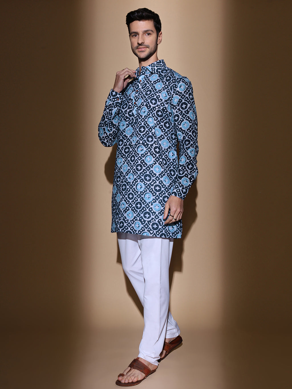 Batik Hand Block Cotton Blue Long Kurta