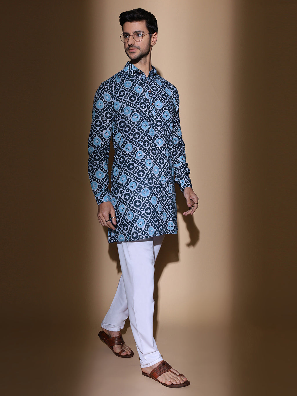 Batik Hand Block Cotton Blue Long Kurta