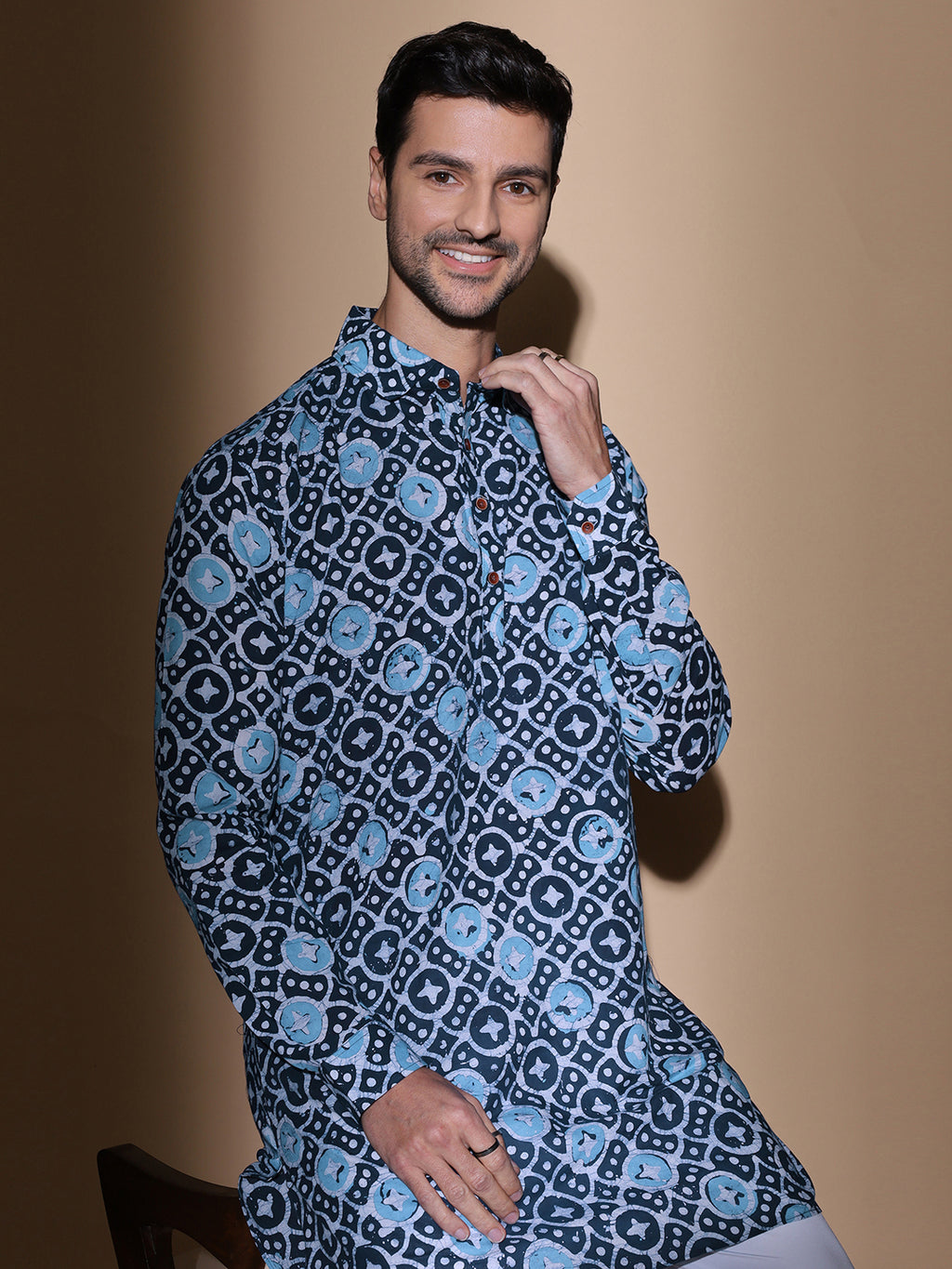 Batik Hand Block Cotton Blue Long Kurta