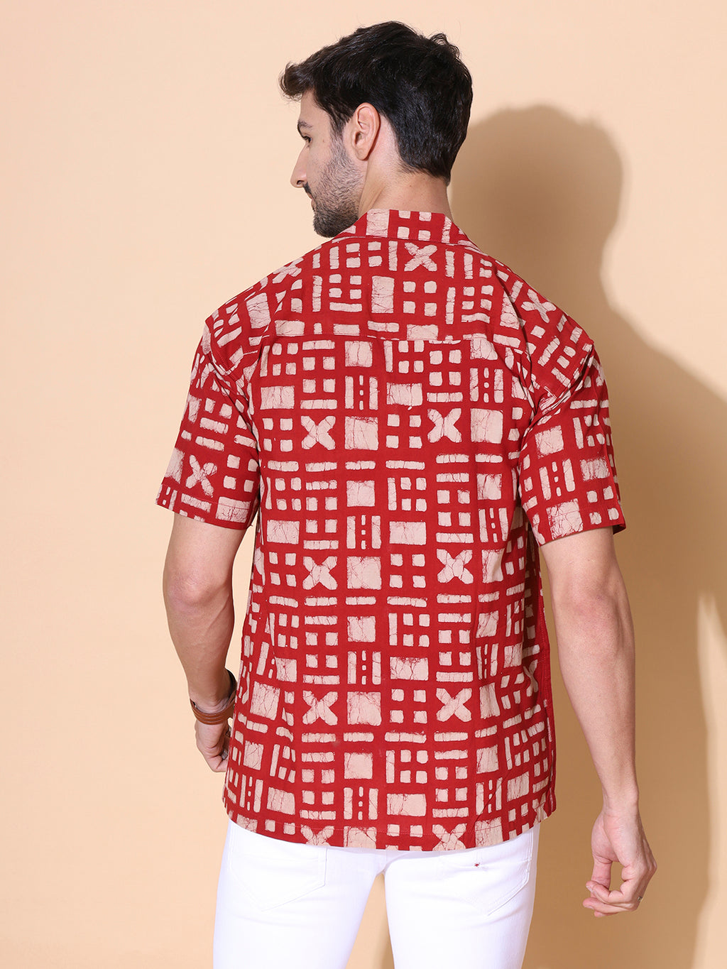 Dabu Mud Resist Red Hand Block Shirt